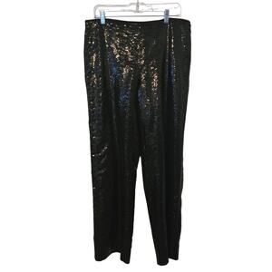 Chico's Black Sequin Wide Leg Festive Cruise Women's Dress Pant 2 - M NWT $129
